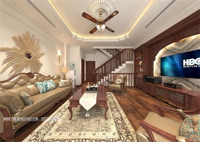  Mẫu trần thạch cao phòng khách biệt thự Green Bay 