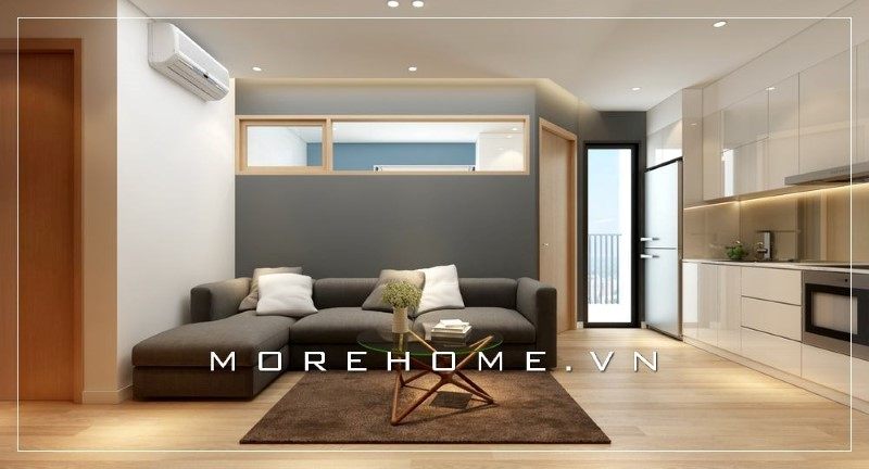 Bộ sofa tối màu đóng vai trò là điểm nhấn giúp không gian trở nên nổi bật và ấn tượng.