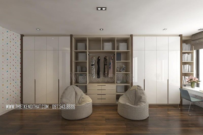 Không gian phòng ngủ nhà phố hiện đại sẽ được trang trí bởi mẫu sàn gỗ đẹp.